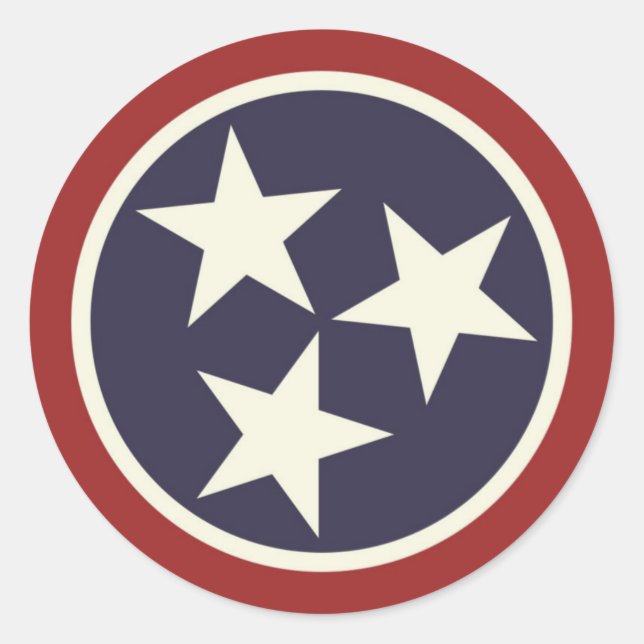 Tennessee state flag classic round sticker (Front)