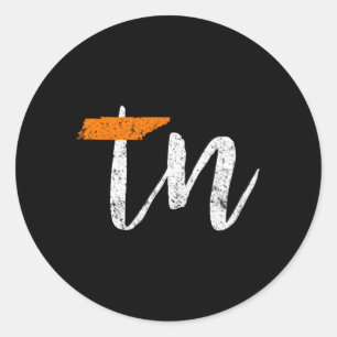 Tennessee State Flag Orange And White Home Distres Classic Round Sticker