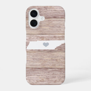 Tennessee State Silhouette Rustic Wood Look iPhone 16 Case