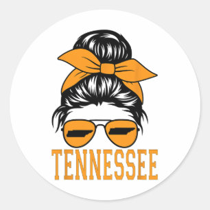 Tennessee State Women Tennessee Game Day Messy Bun Classic Round Sticker