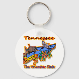 Tennessee The Volunteer State Racoon Flower Bird B Key Ring