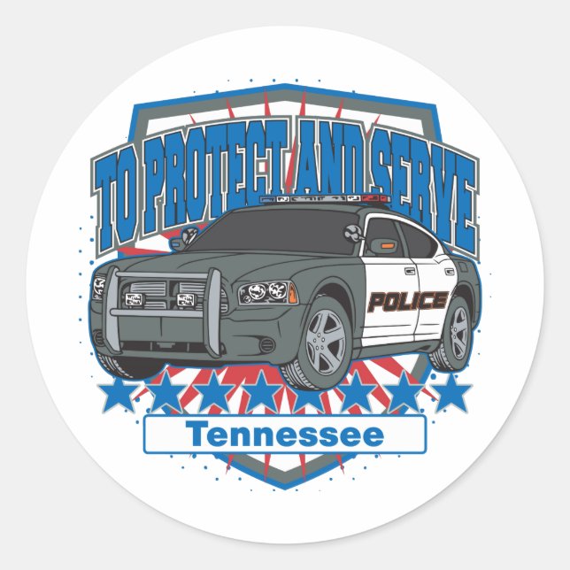 Tennessee To Protect and Serve Police Squad Car Classic Round Sticker (Front)