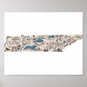Tennessee Vintage Picture Map Poster
