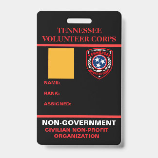 Tennessee Volunteer Corps Personnel ID Badge