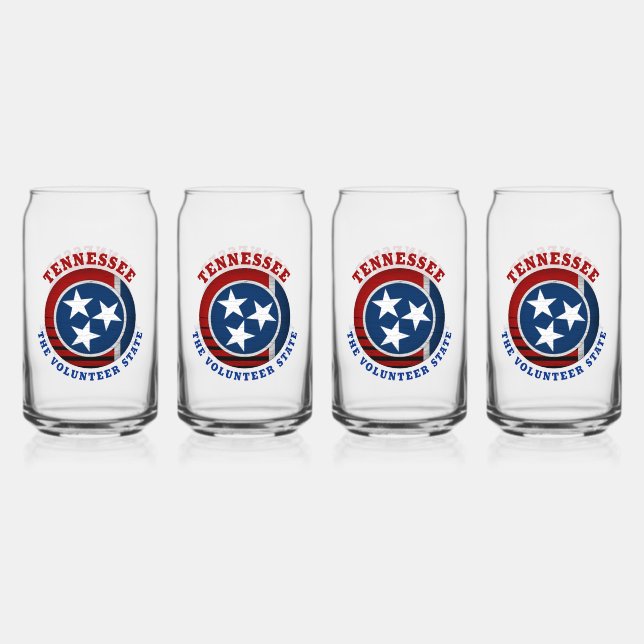 TENNESSEE VOLUNTEER STATE FLAG CAN GLASS (Front)