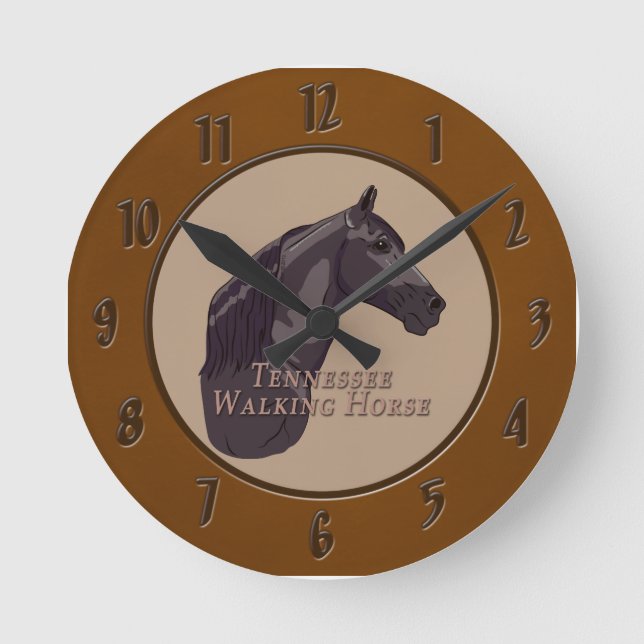 Tennessee Walking Horse Black Round Clock (Front)