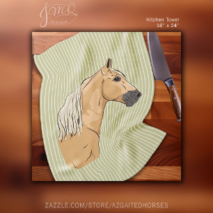 Tennessee Walking Horse Gaited Palomino Striped Tea Towel