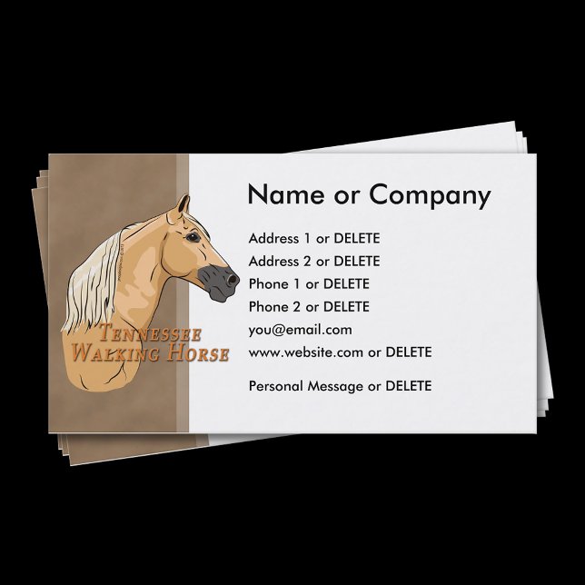 Tennessee Walking Horse Palomino Profile Business Card (Personalize this template. Select your choice of corner style and paper type.)