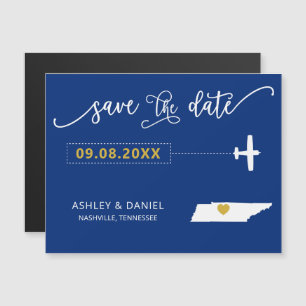 Tennessee Wedding Save the Date Card, Map Magnetic Invitation
