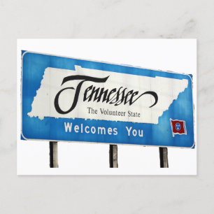 Tennessee Welcomes You Highway Sign Postcard