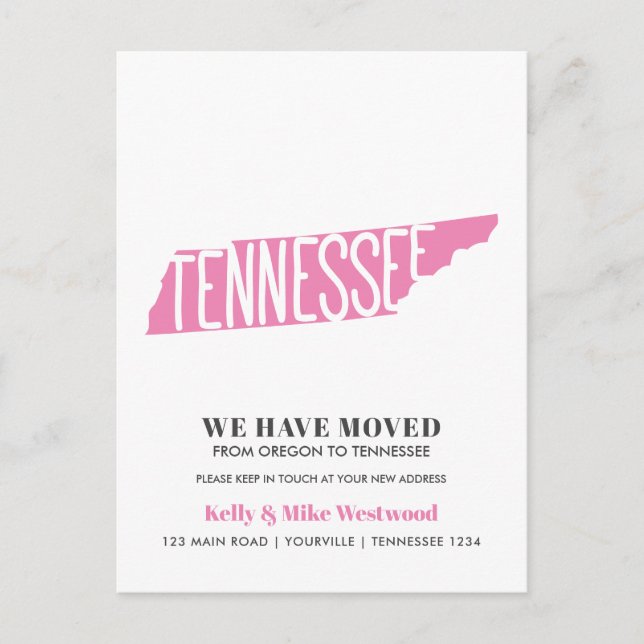 TENNESSEE We've moved New address New Home  Postcard (Front)