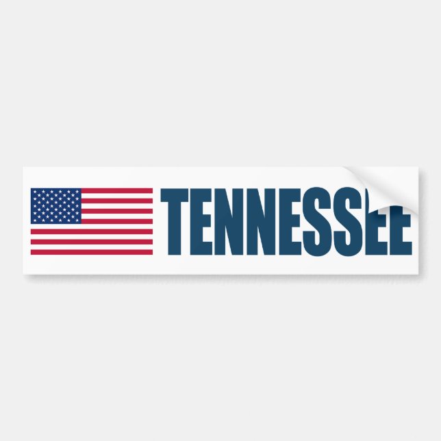 Tennessee with US Flag Bumper Sticker (Front)