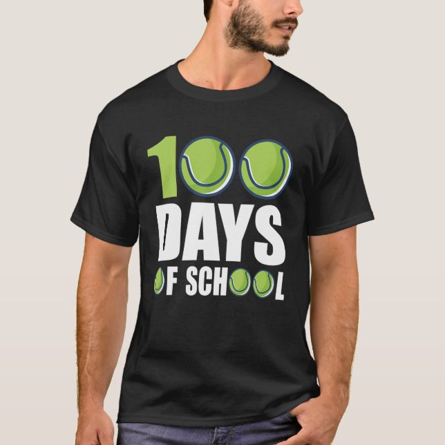 Tennis 100 Days Of School Happy 100Th Day Teacher T-Shirt (Front)