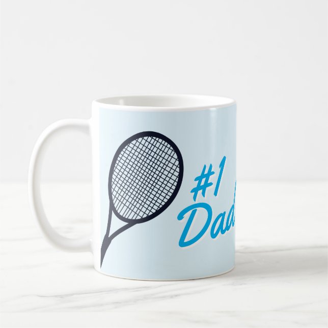 Tennis #1 Dad Father's Day Blue Gift Coffee Mug (Left)