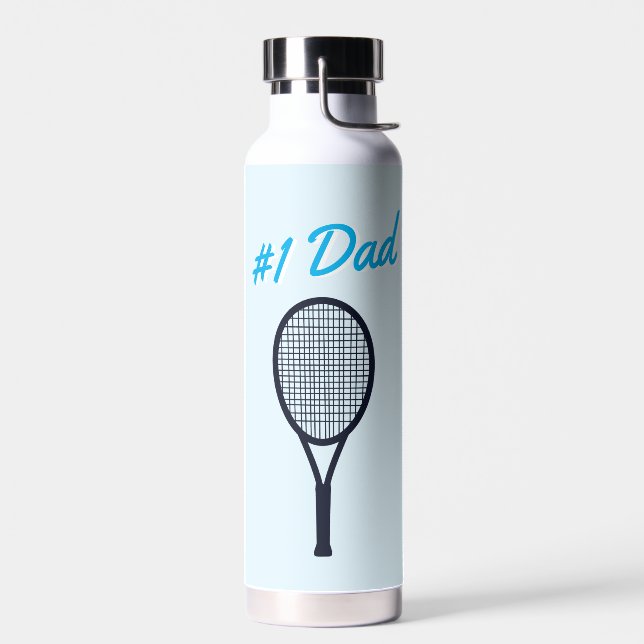 Tennis #1 Dad Father's Day Blue Gift Water Bottle (Left)