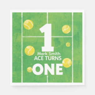 Tennis 1st Birthday on court Napkin