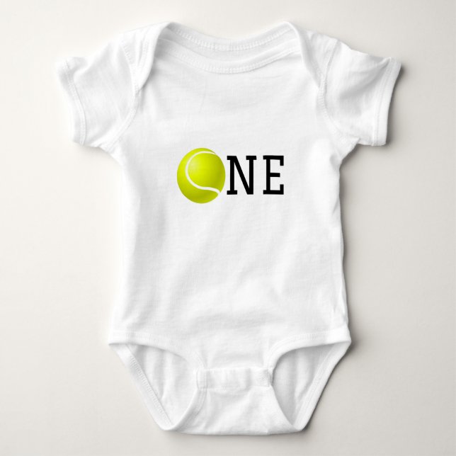 Tennis 1st Birthday One Ball Gender Neutral Sport  Baby Bodysuit (Front)