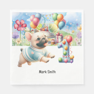 Tennis 1st Birthday Party for Dog Lover Napkin