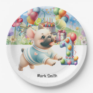 Tennis 1st Birthday Party for Dog Lover Paper Plate