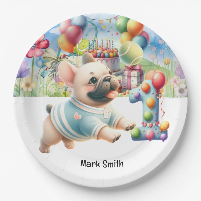 Tennis 1st Birthday Party for Dog Lover Paper Plate (Front)