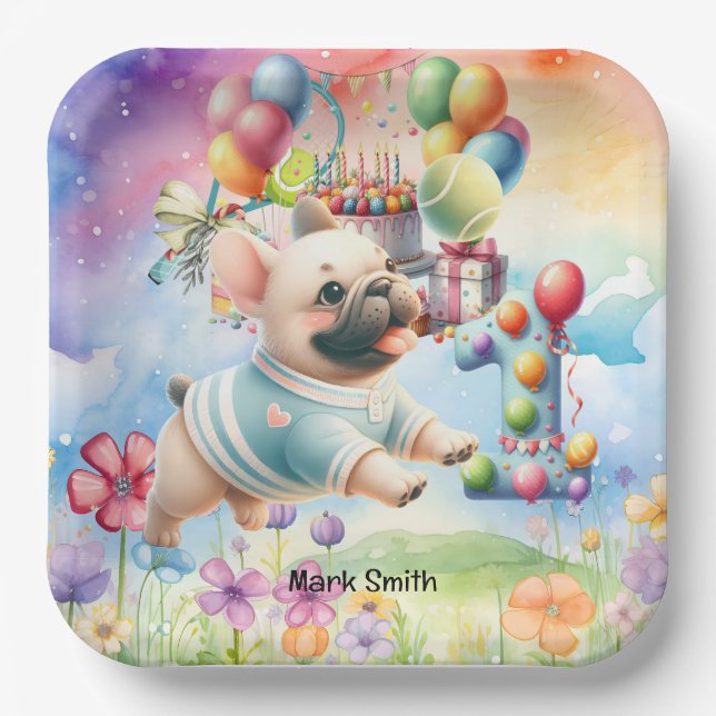 Tennis 1st Birthday Party for Dog Lover Paper Plate (Front)