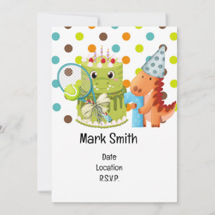 Tennis 1st Birthday Party Invitation