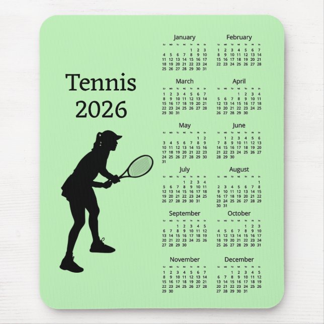 Tennis 2026 Calendar Mousepad (Front)
