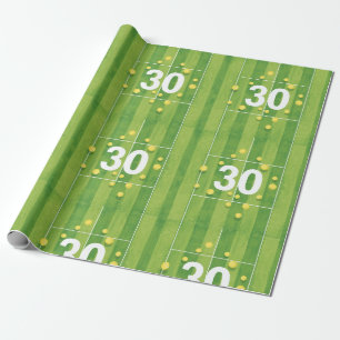 Tennis 30th Birthday with balls on the court Wrapping Paper