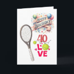 Tennis 40th Birthday 40-Love: Tennis-Themed  Card<br><div class="desc">Serve up some birthday fun with our "40-Love" Tennis-Themed Birthday Card! Featuring tennis rackets, and balls, this card sets the perfect tone for a tennis enthusiast's milestone celebration. Inside, customise your message to wish them a day filled with love, laughter, and plenty of tennis-themed festivities. Whether they're a casual player...</div>