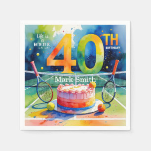 Tennis 40th Birthday Napkin