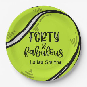 Tennis 40th birthday paper plate  player party