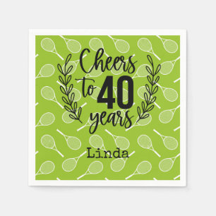 Tennis 40th Birthday with tennis ball on green Napkin