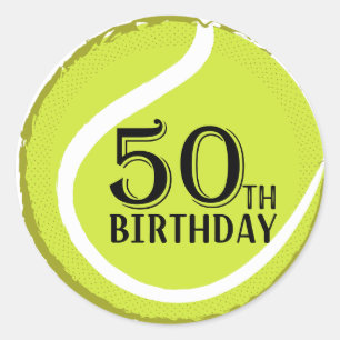 Tennis 50th birthday anniversary  classic round sticker