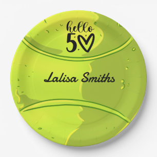 Tennis 50th birthday paper plate for player party 