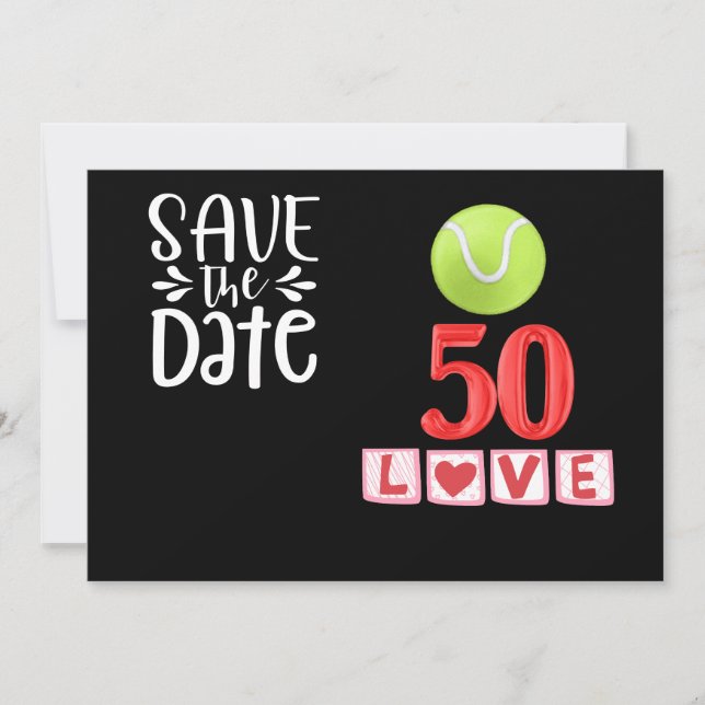 Tennis 50th Birthday Save the Date Invitation (Front)