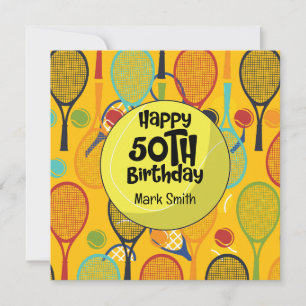 Tennis 50th Birthday with Name on Racket  Themed