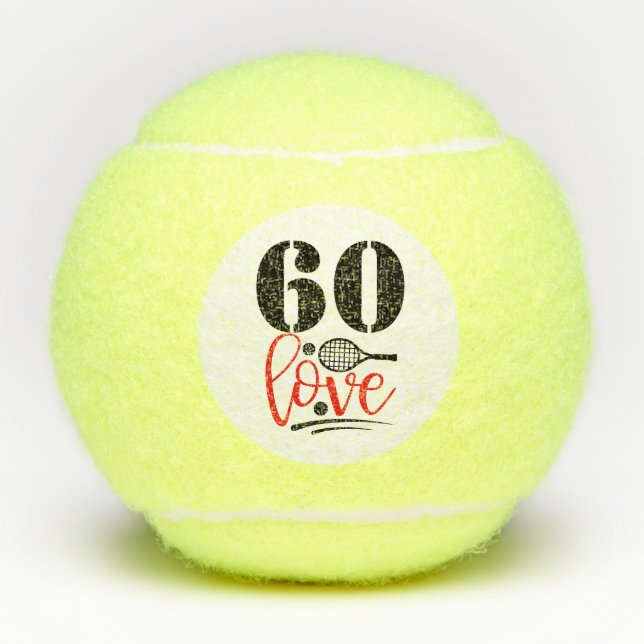 Tennis 60th Birthday and  sixty number with love  Balls (Front)