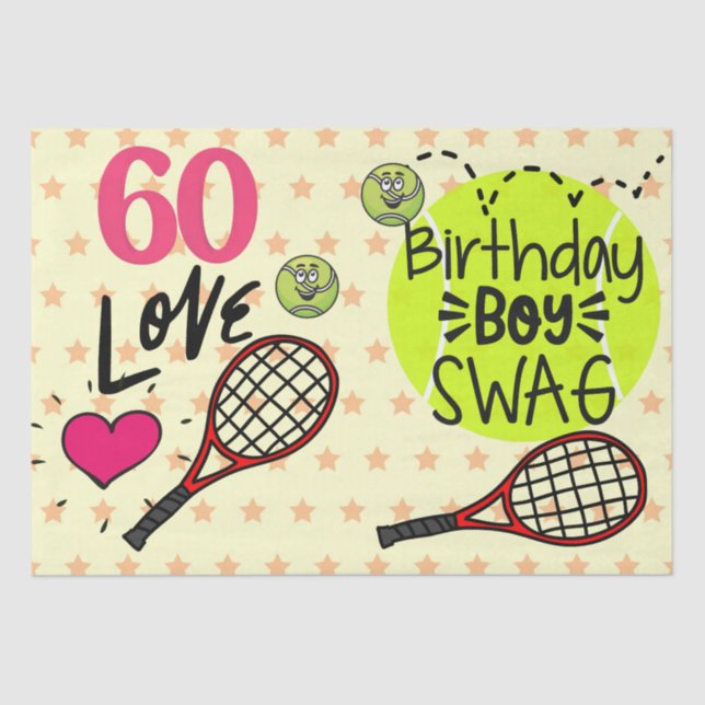 Tennis 60th Birthday Boy  Tissue Paper (Front)