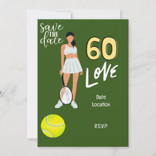 Tennis 60th Birthday for woman player Invitation