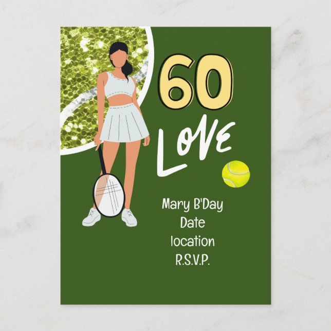 Tennis 60th Birthday for woman player Postcard (Front)