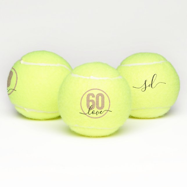 Tennis 60th Birthday Monogrammed Custom Tennis Balls (Multi)