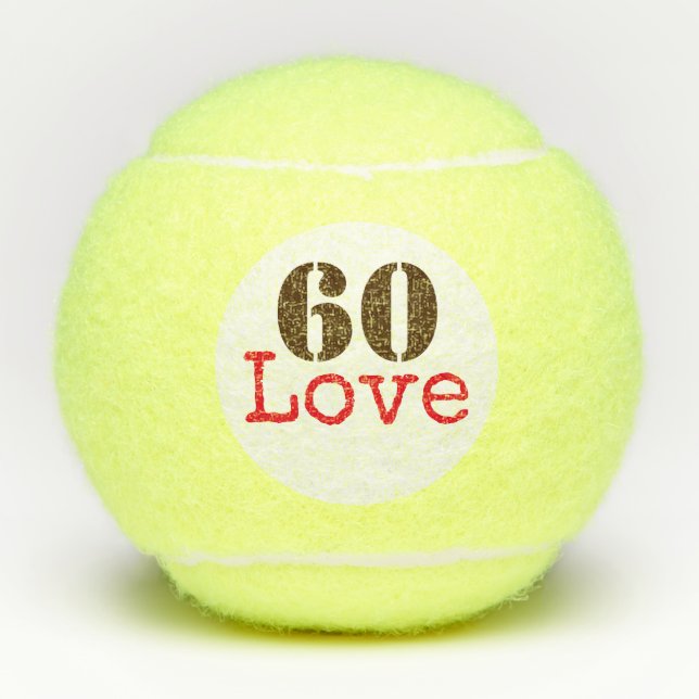 Tennis 60th Birthday  tennis ball and number love (Front)