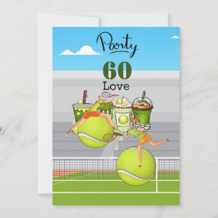 Tennis 60th Birthday  tennis ball number love   Invitation