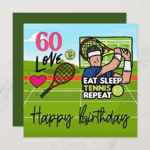 Tennis 60th Birthday to Tennis Player with LOVE Card