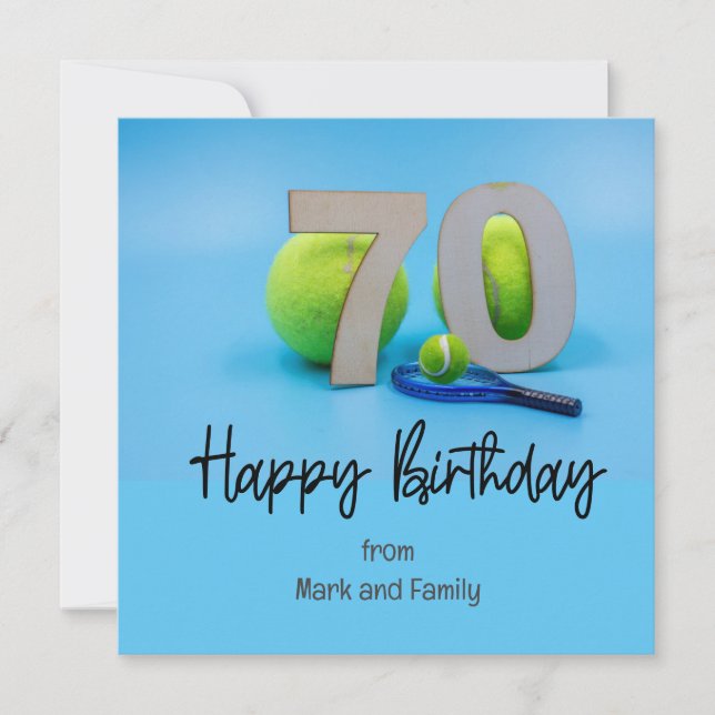 Tennis 70th Birthday Card with ball for player  (Front)