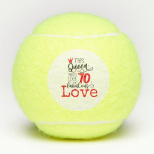 Tennis 70th Birthday tennis ball and number love