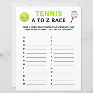 Tennis A To Z Race Game