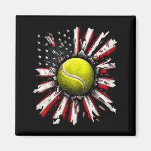Tennis Aamerican Flag Patriotic Usa Tennis Lover Magnet