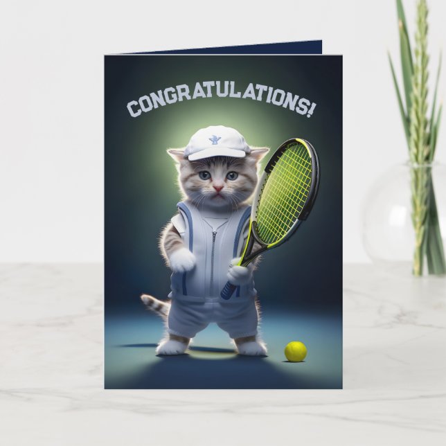 Tennis Ace Kitten Thank You Card (Front)