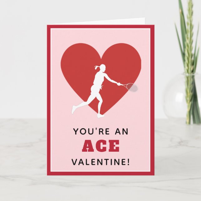 Tennis Ace Valentine Funny Saying for Her Sports Card (Front)